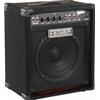 amplificatore basso fender rumble 25 combo da 25w, 1 altoparlante da 10" fender special design, 1 canale. eq. a 3 bande, volume, treb,mid,bass, presa per cuffia, presa per cd.copertura in moquette ners, griglia in metallo nera.